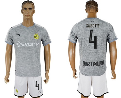 Dortmund #4 Subotic Grey Soccer Club Jersey - Click Image to Close